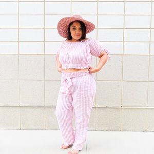 NWT- Two Piece Pink Striped Suit